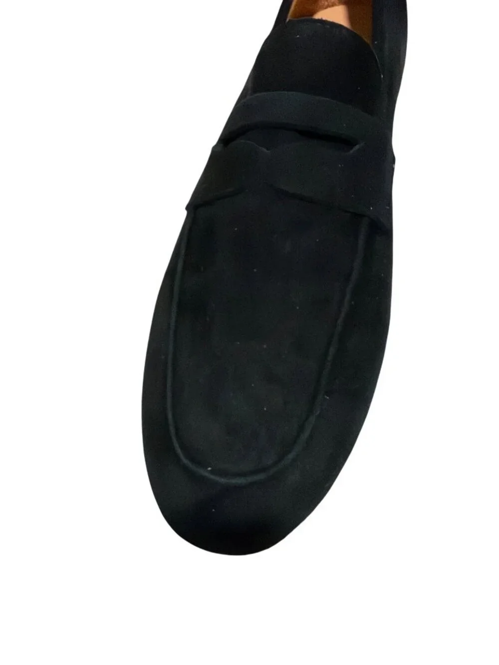 Italian Suede Penny Loafers Black Size 8 By Quince With Box